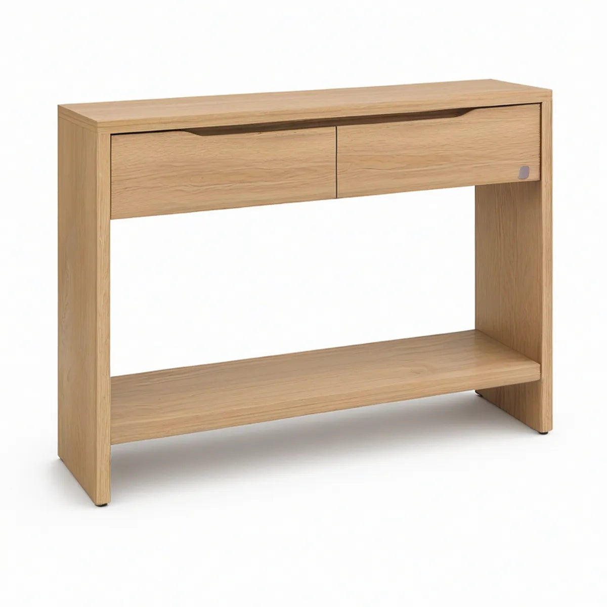 Konsolentisch aus MDF mit Eichenfurnier, 2 Schubladen, Natureiche, 100 x 35 x 80 cm