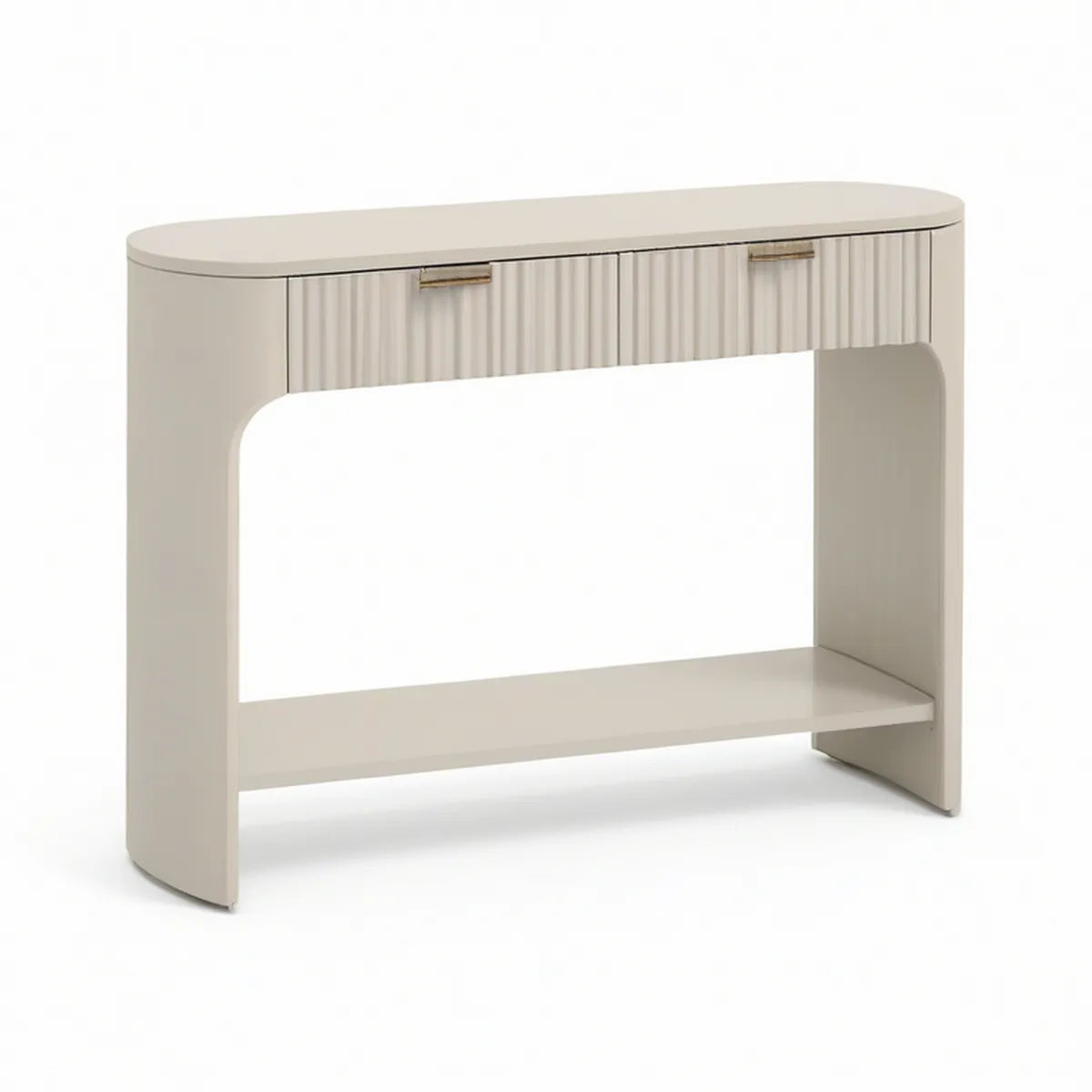Konsolentisch mit 2 Schubladen und Ablage, 100 x 35 x 80 cm, Cremeweiss/Gold