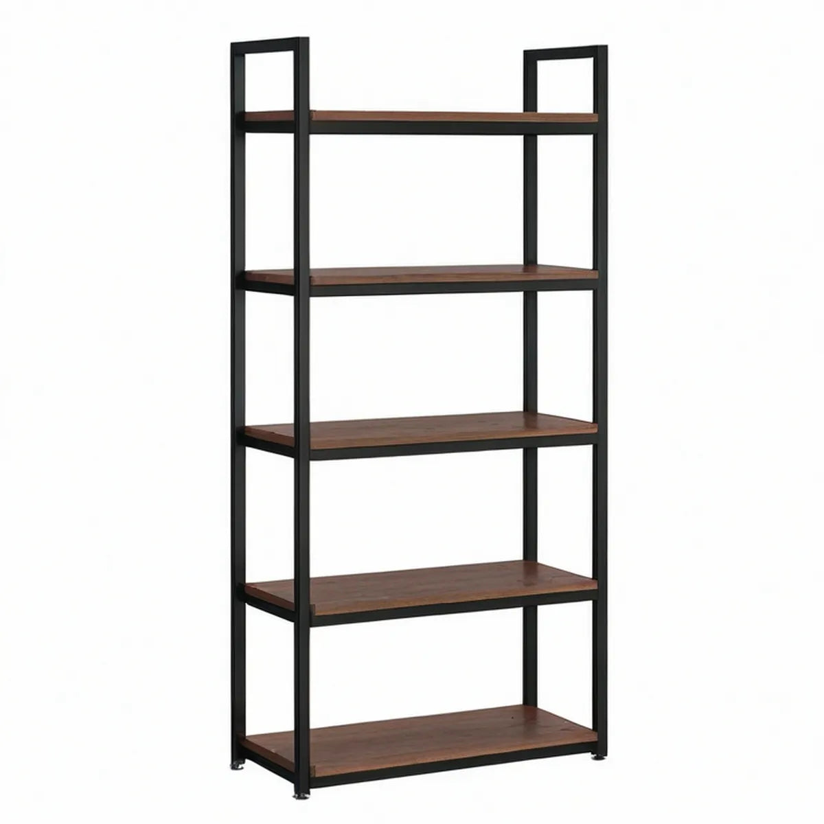 Standregal mit 5 Ebenen, 60 x 30 x 180 cm, Stahl und MDF, Schwarz/Dunkelbraun