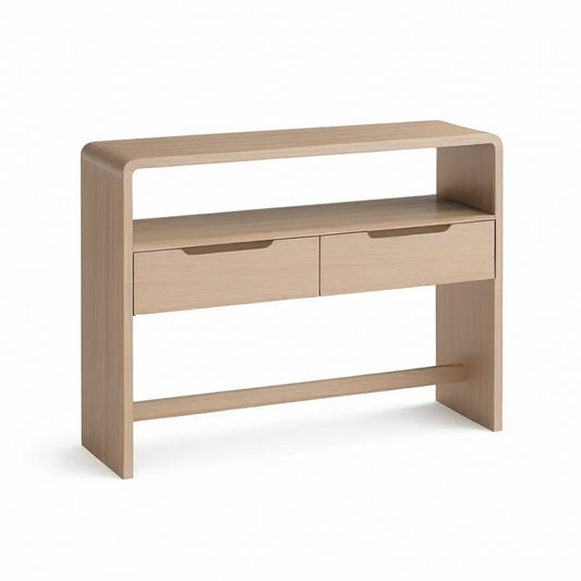 Konsolentisch aus MDF mit Eichenfurnier, Natur, 120 x 35 x 85 cm, 2 Schubladen