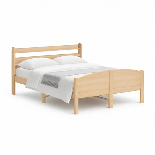 Doppelbett aus massivem Kiefernholz Natur, Liegefläche 140 x 200 cm